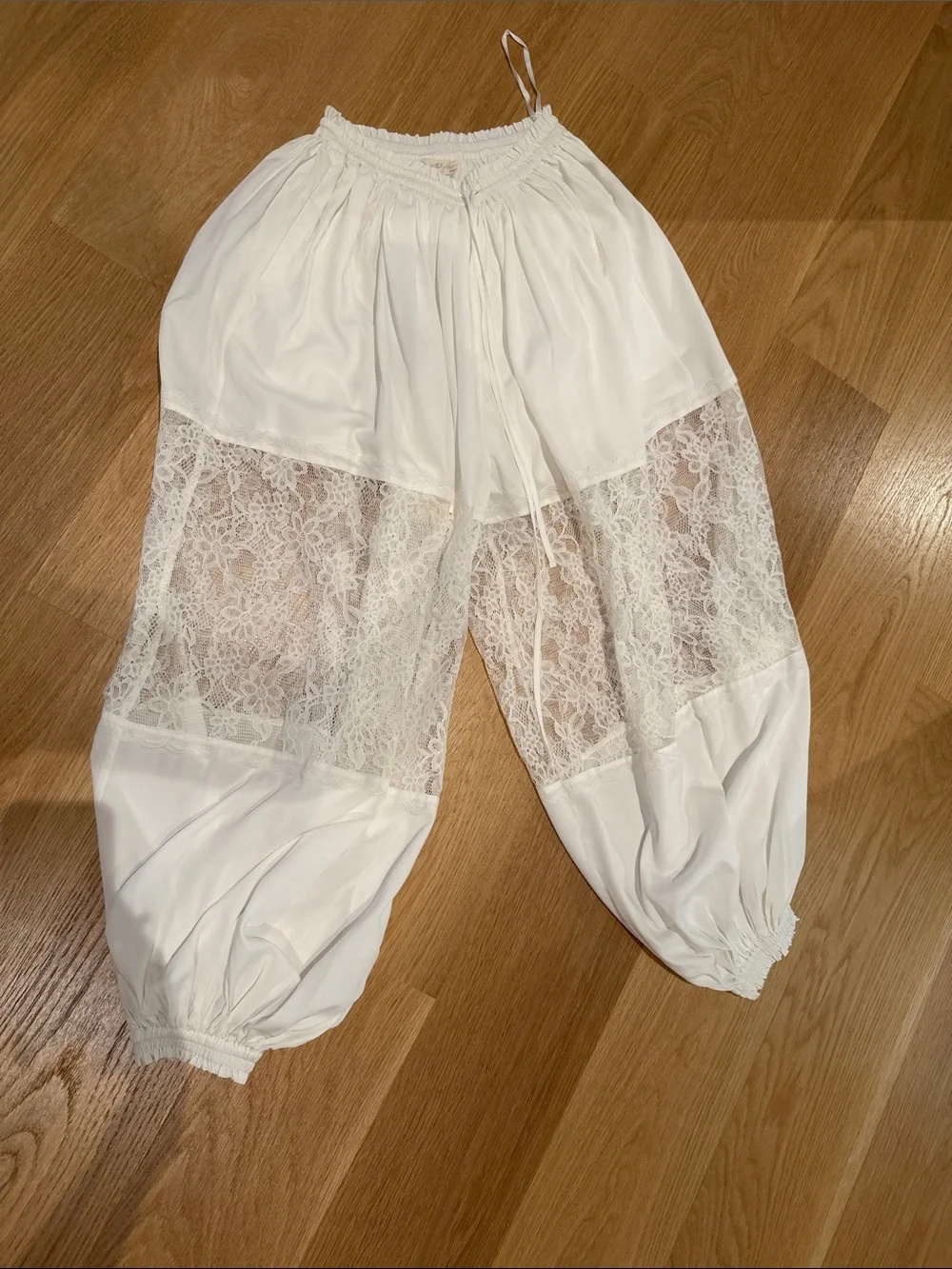 Free People White Lace Panel Harem Trousers